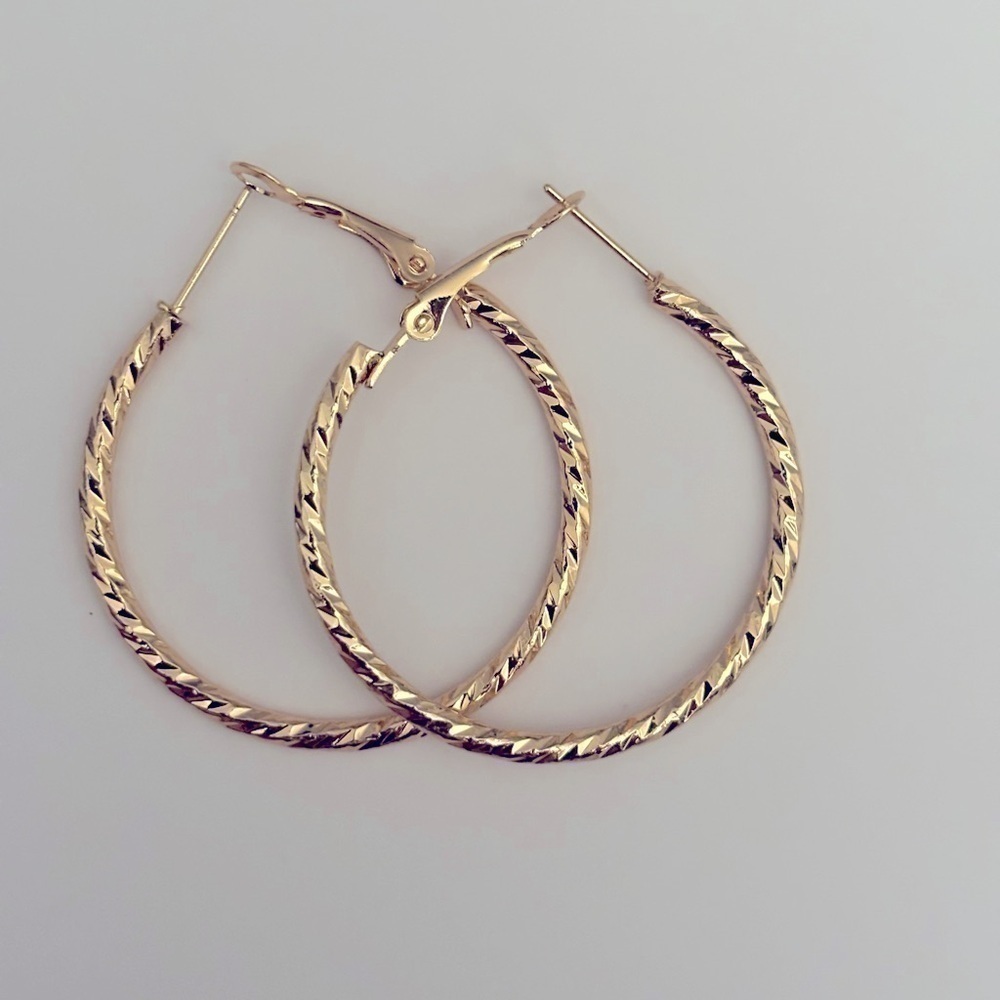 Twisted Wavy Gold Toned Hoop Earrings